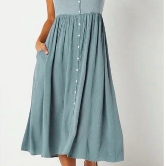 Frye Dresses & Skirts - Frye Sleeveless Midi Tank Dress In Desert Blue Boho Coastal Beach Pockets M